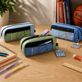 Basketball Theme Pencil Pouch for Kids | Double Zipper Sports Pen Case with Jersey Keychain | Stationery Organizer Bag