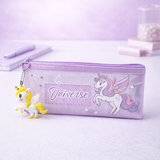 Unicorn Pencil Case for Girls – Large Capacity Zipper Stationery Pouch with Unicorn Keychain, Cute School Pen Organizer