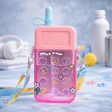 Cute Phone Design Kids Water Bottle with Strap | Leakproof Sipper Bottle-300ML | portable School Bottle