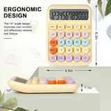 Cute Pastel Calculator– Big Button, 12 Digit Display, Dual Power, Aesthetic