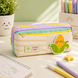 Cute Multi-Compartment Pencil Pouch for Kids | Double Zipper Pen Case | Cartoon Stationery Organizer