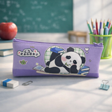 Cute Panda Pencil Case for Kids – Large Capacity PU Leather Stationery Pouch with Zipper, Cartoon Panda Pen Organizer for School, College & Office