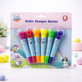 Roller Stamper Marker Pens for Kids – Pack of 6 | Dual-Tip Sketch Pens