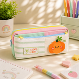 Cute Multi-Compartment Pencil Pouch for Kids | Double Zipper Pen Case | Cartoon Stationery Organizer