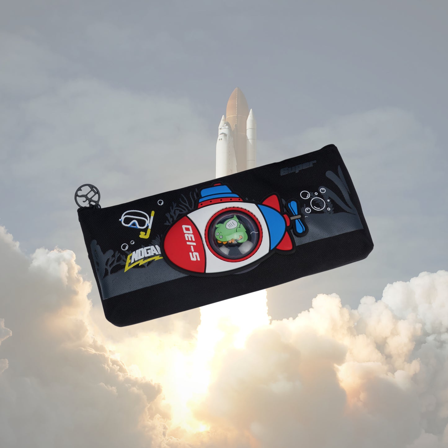 Spaceship Pencil Case/Pouch, with Zipper Closure