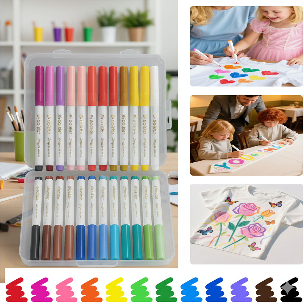 Premium Acrylic Markers Set of 24 – Rich Color Variety, Quick-Dry, Water-Based Ink, Soft Tip