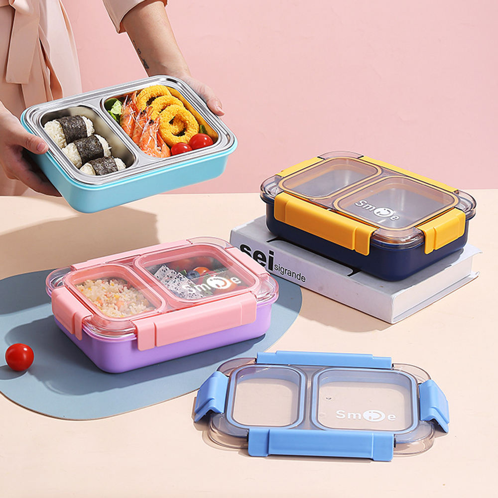 750ML Leakproof Stainless Steel Bento Lunch Box with Spoon & Chopsticks | 2-Compartment Meal Box for Kids & Adults
