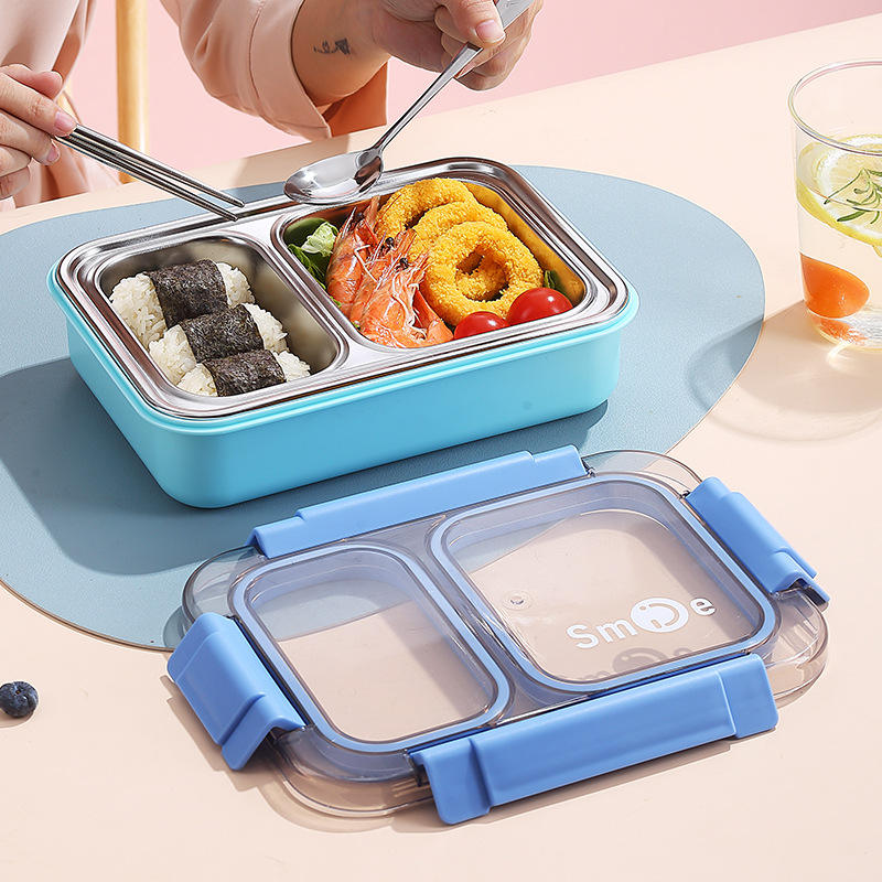 750ML Leakproof Stainless Steel Bento Lunch Box with Spoon & Chopsticks | 2-Compartment Meal Box for Kids & Adults