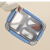 710ML Leakproof Stainless Steel Bento Lunch Box with Spoon & Chopsticks | 3-Compartment Meal Prep Box