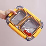 750ML Leakproof Stainless Steel Bento Lunch Box with Spoon & Chopsticks | 2-Compartment Meal Box for Kids & Adults