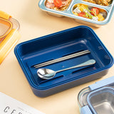 710ML Leakproof Stainless Steel Bento Lunch Box with Spoon & Chopsticks | 3-Compartment Meal Prep Box