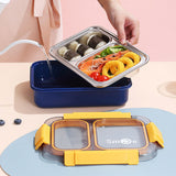 750ML Leakproof Stainless Steel Bento Lunch Box with Spoon & Chopsticks | 2-Compartment Meal Box for Kids & Adults