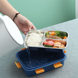 Skoolster Stainless Steel 3-Compartment Bento Lunch Box with Transparent Lid