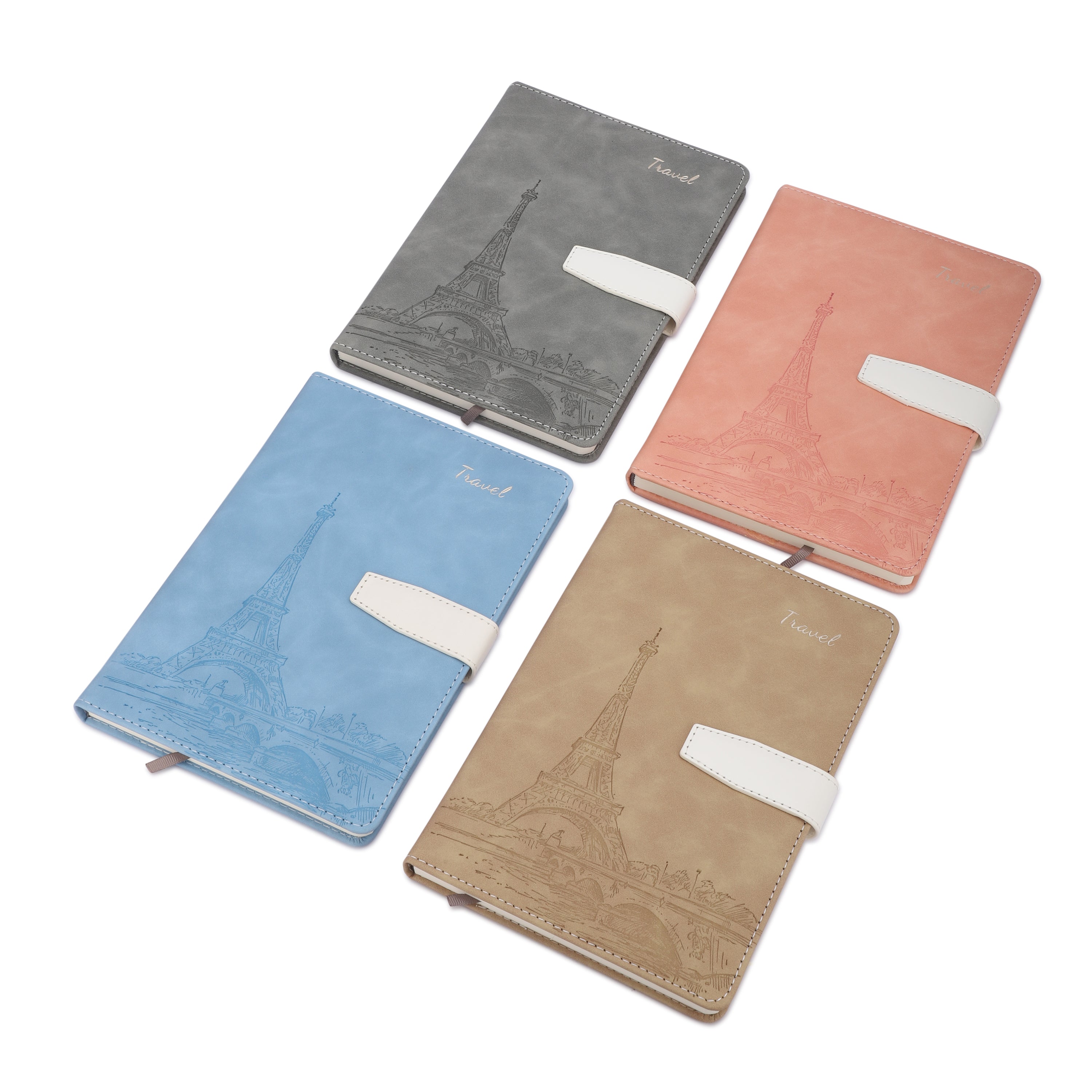 Premium Buckle Notebook A5 with Eiffel Tower cover