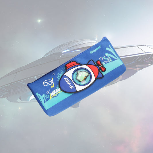 Spaceship Pencil Case/Pouch, with Zipper Closure