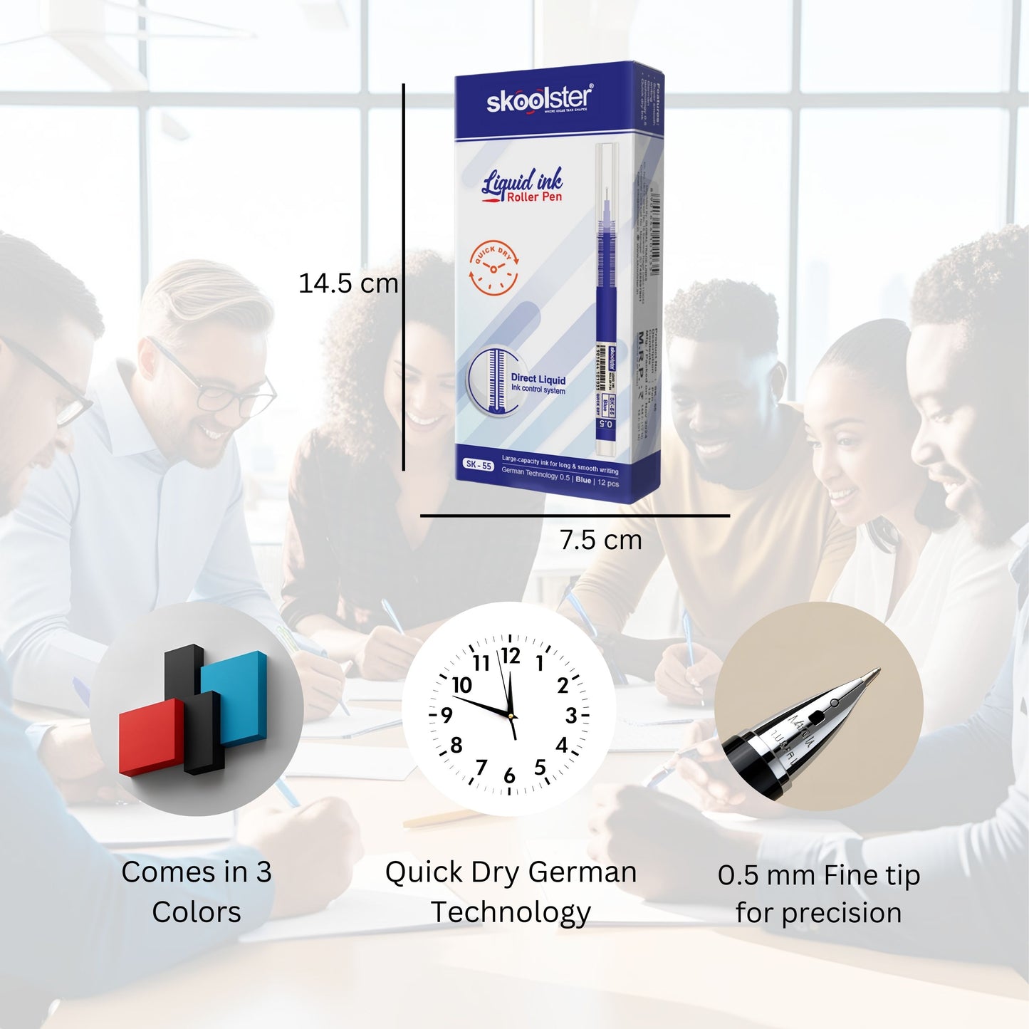 Liquid Ink Roller Pen 0.5mm, Pack of 24, Smooth Quick-Dry Writing Pens for Office, School, Professionals & Exams