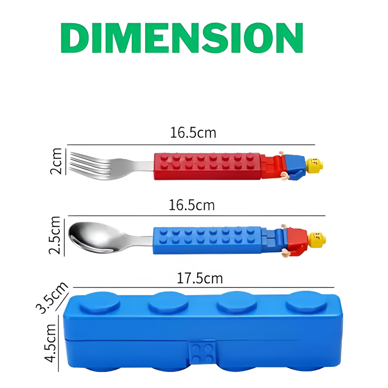Spoon & Fork Set for Kids – LEGO-Style Utensils with Travel Case – BPA-Free, Dishwasher Safe