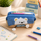 Cute Cat Pencil Case for Kids – Large Capacity Stationery Organizer with 3D Cat Design, Zipper School Pencil Pouch for Girls and Boys