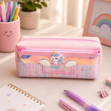 Unicorn Pencil Case for Girls – Large Capacity Double Zipper Stationery Organizer with Holographic Pocket, Cute School Pencil Pouch