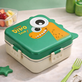 Cute Dinosaur Kids Lunch Box with Stainless Steel Tray | Leakproof Bento Tiffin Box | Multi-Compartment School Lunch Container