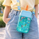 Cute Phone Design Kids Water Bottle with Strap | Leakproof Sipper Bottle-300ML | portable School Bottle
