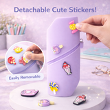 Cute Silicone Pencil Pouch for Kids | Large Capacity Standing Pen Case | Waterproof Stationery Organizer