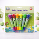 Roller Stamper Marker Pens for Kids – Pack of 6 | Dual-Tip Sketch Pens