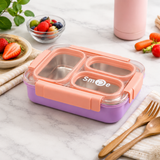710ML Leakproof Stainless Steel Bento Lunch Box with Spoon & Chopsticks | 3-Compartment Meal Prep Box