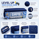 Gaming Theme Pencil Pouch for Kids | “GAME” Printed Zipper Pen Case | Stylish Stationery Organizer Bag