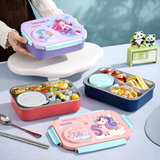Skoolster Cartoon Bento Lunch Box – Leakproof Stainless Steel Tiffin Box with Soup Bowl for Kids