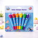 Roller Stamper Marker Pens for Kids – Pack of 6 | Dual-Tip Sketch Pens