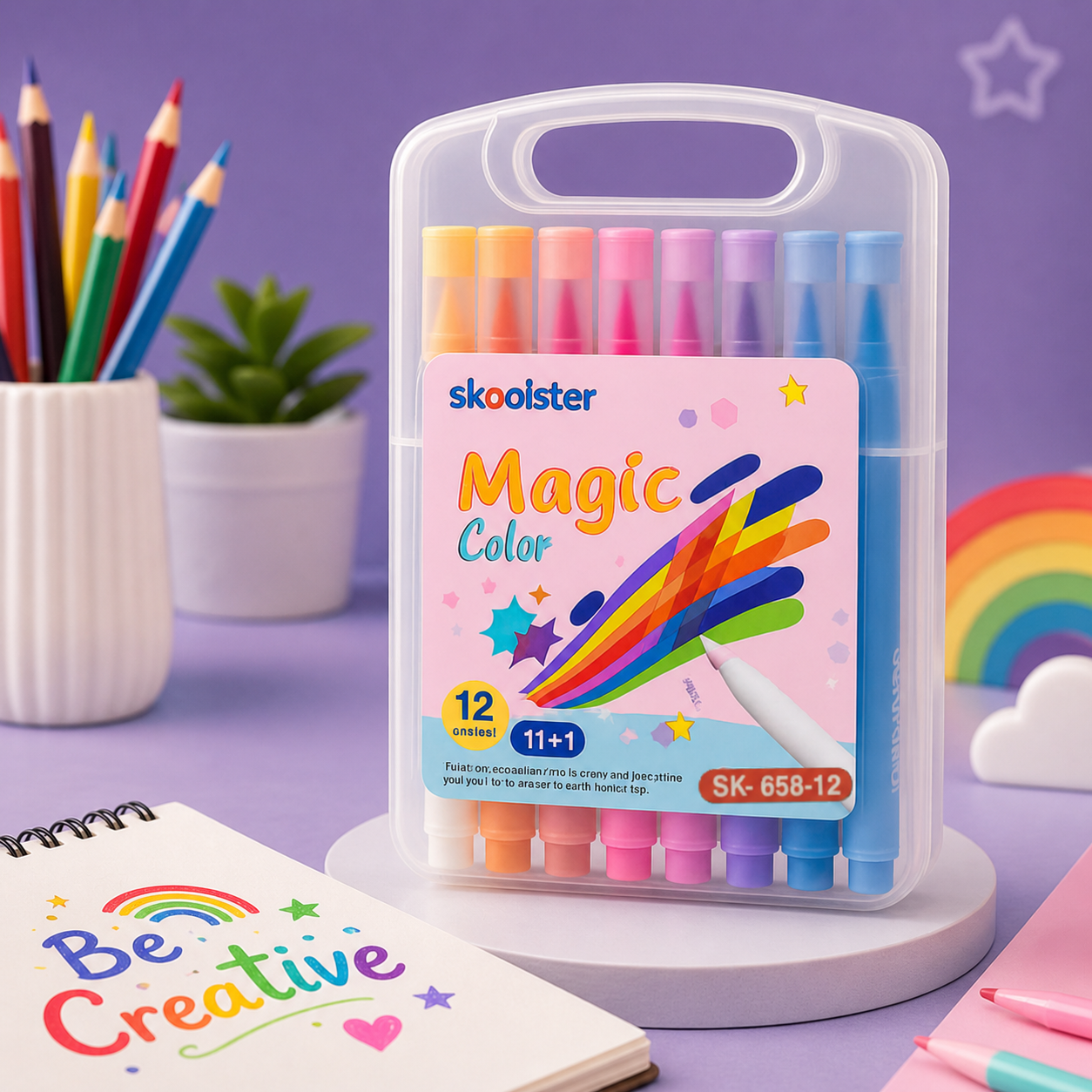 12 Colors Magic Color Changing Marker Set for Kids | 11+1 Fun Effect Pens | Creative Drawing & Art Kit
