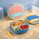 Kids Stainless Steel Lunch Box with Handle | Leakproof Compartment Tiffin Box | Portable Bento Lunch Container
