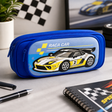 Racing Car Pencil Pouch for Kids | Double Zipper Pen Case | Sports Car Stationery Organizer Bag