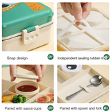 Cute Dinosaur Kids Lunch Box with Stainless Steel Tray | Leakproof Bento Tiffin Box | Multi-Compartment School Lunch Container