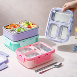 Leakproof Stainless Steel Bento Lunch Box with Transparent Lid | 3 Compartment Food Storage Box for Kids & Adults