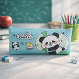 Cute Panda Pencil Case for Kids – Large Capacity PU Leather Stationery Pouch with Zipper, Cartoon Panda Pen Organizer for School, College & Office