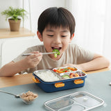 Skoolster Stainless Steel 3-Compartment Bento Lunch Box with Transparent Lid