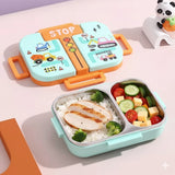 Kids Cartoon Stainless Steel Lunch Box | Leakproof Bento Tiffin Box with Compartments for School